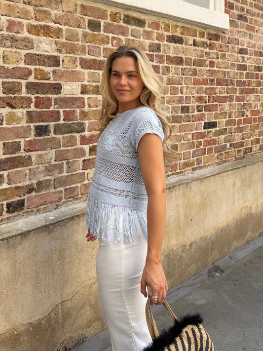 Carrie Fringe Knit Top (S)