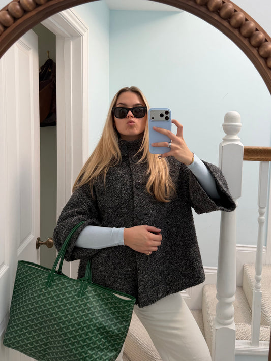 Textured Grey Poncho Jacket (12)