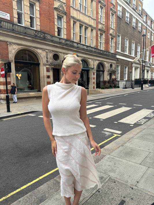 Cream High Neck Knitted Top (10)