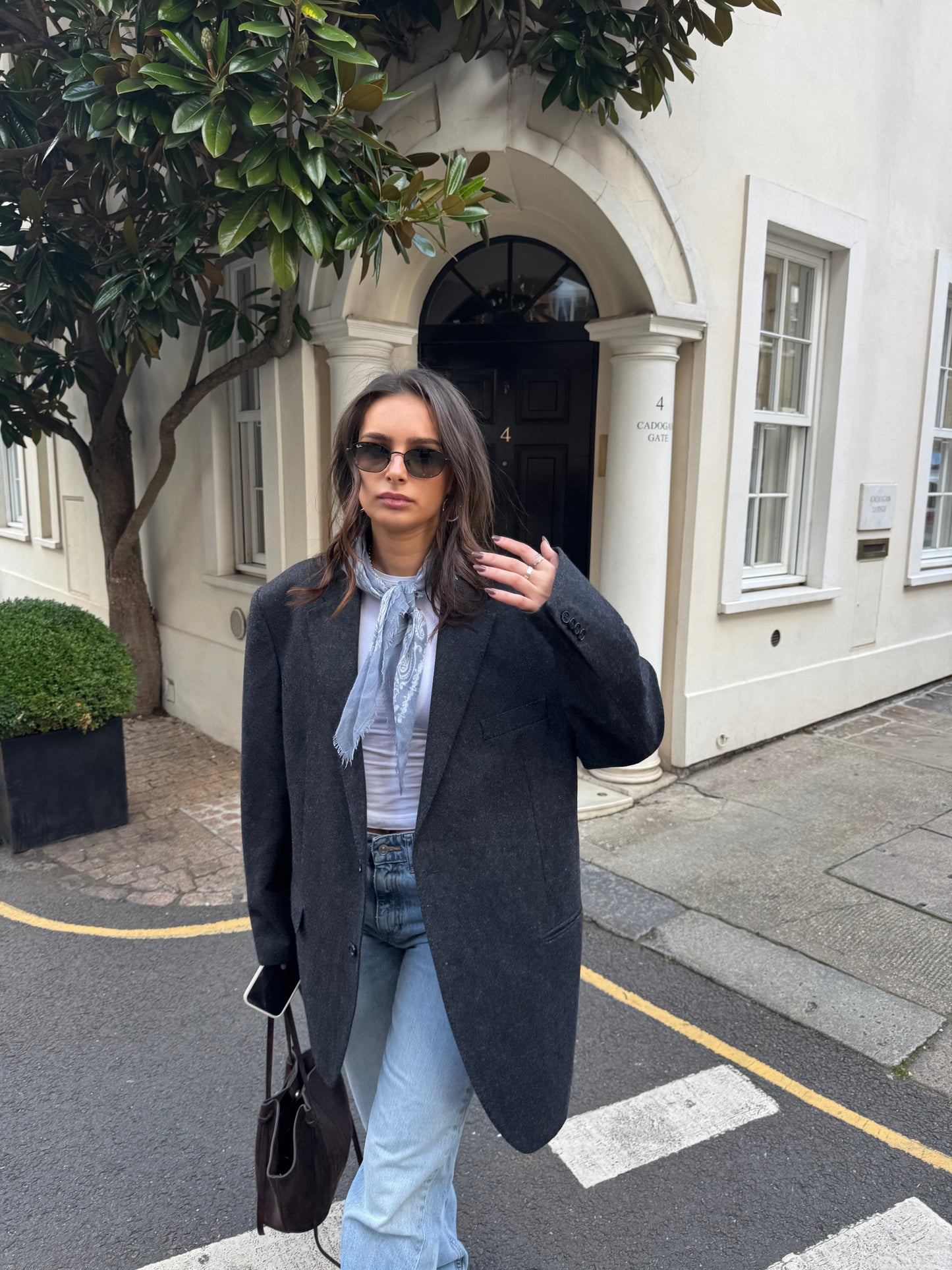 Adriana Oversized Grey Wool Blazer (L)