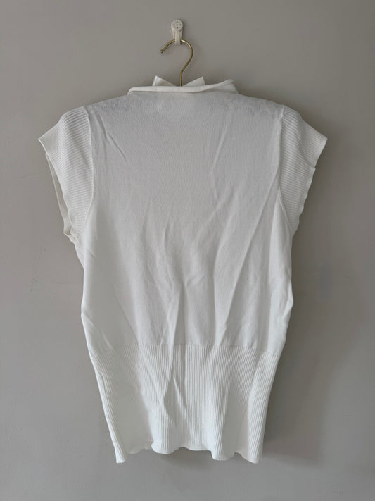 Cream Fitted Fine Knit Sleeveless Top (10)