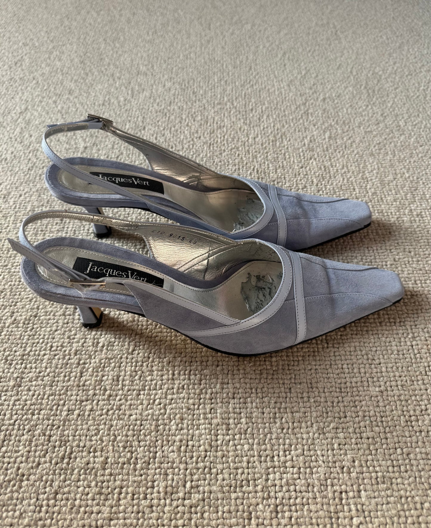 Pastel Blue Suede Kitten Heels with Slingback Strap (7)
