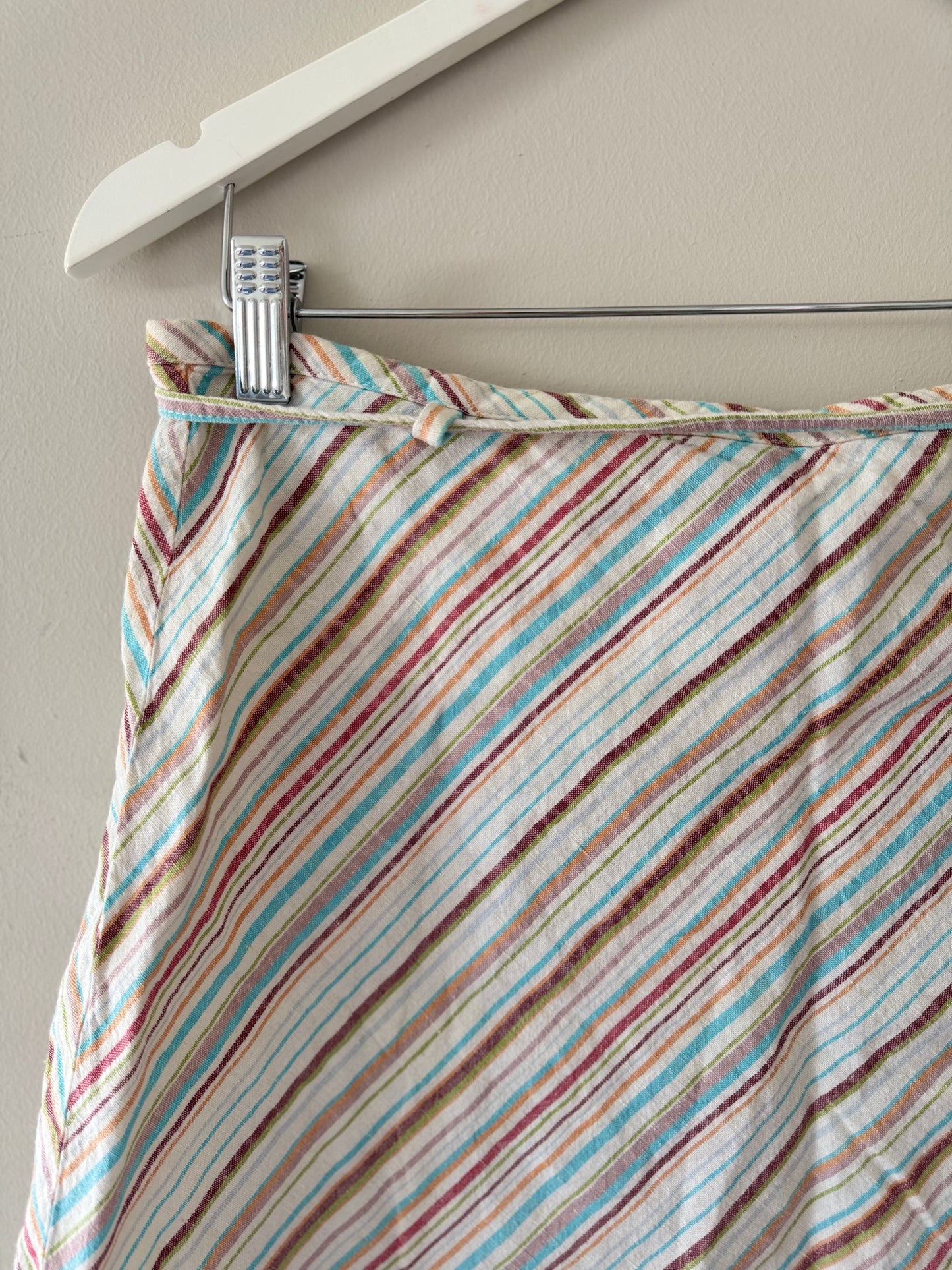 Stripe Linen-Style Tie Waist Skirt (12)