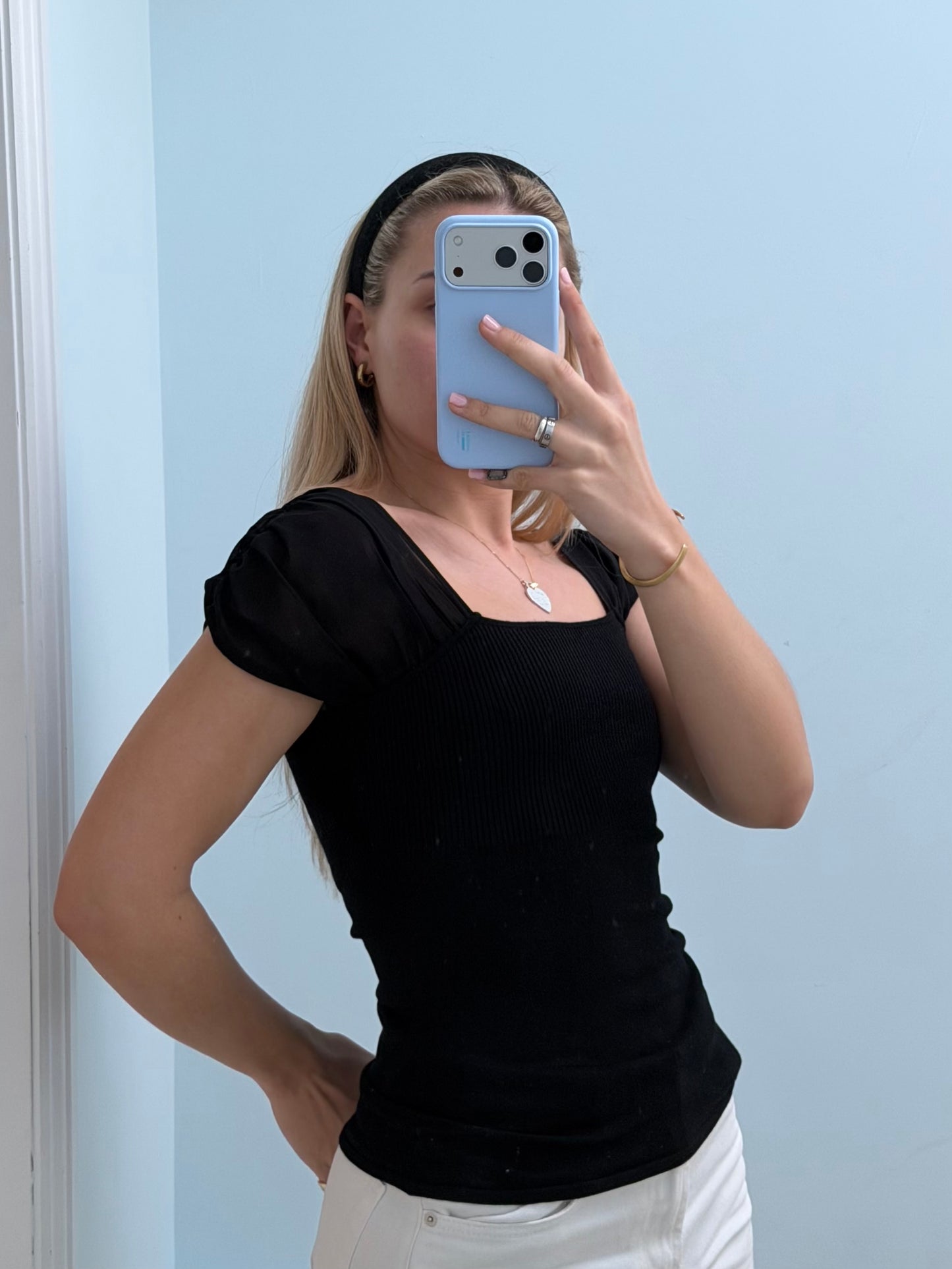 Black Mesh Sleeve Top (8)