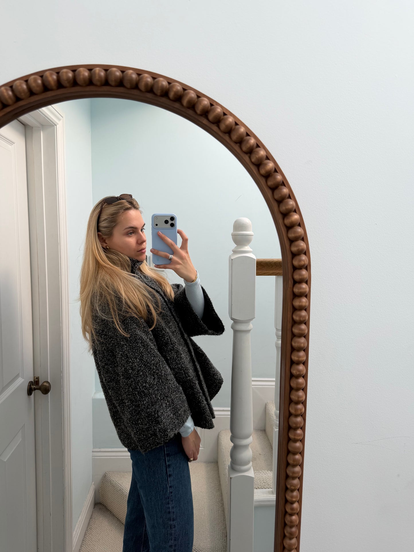 Textured Grey Poncho Jacket (12)