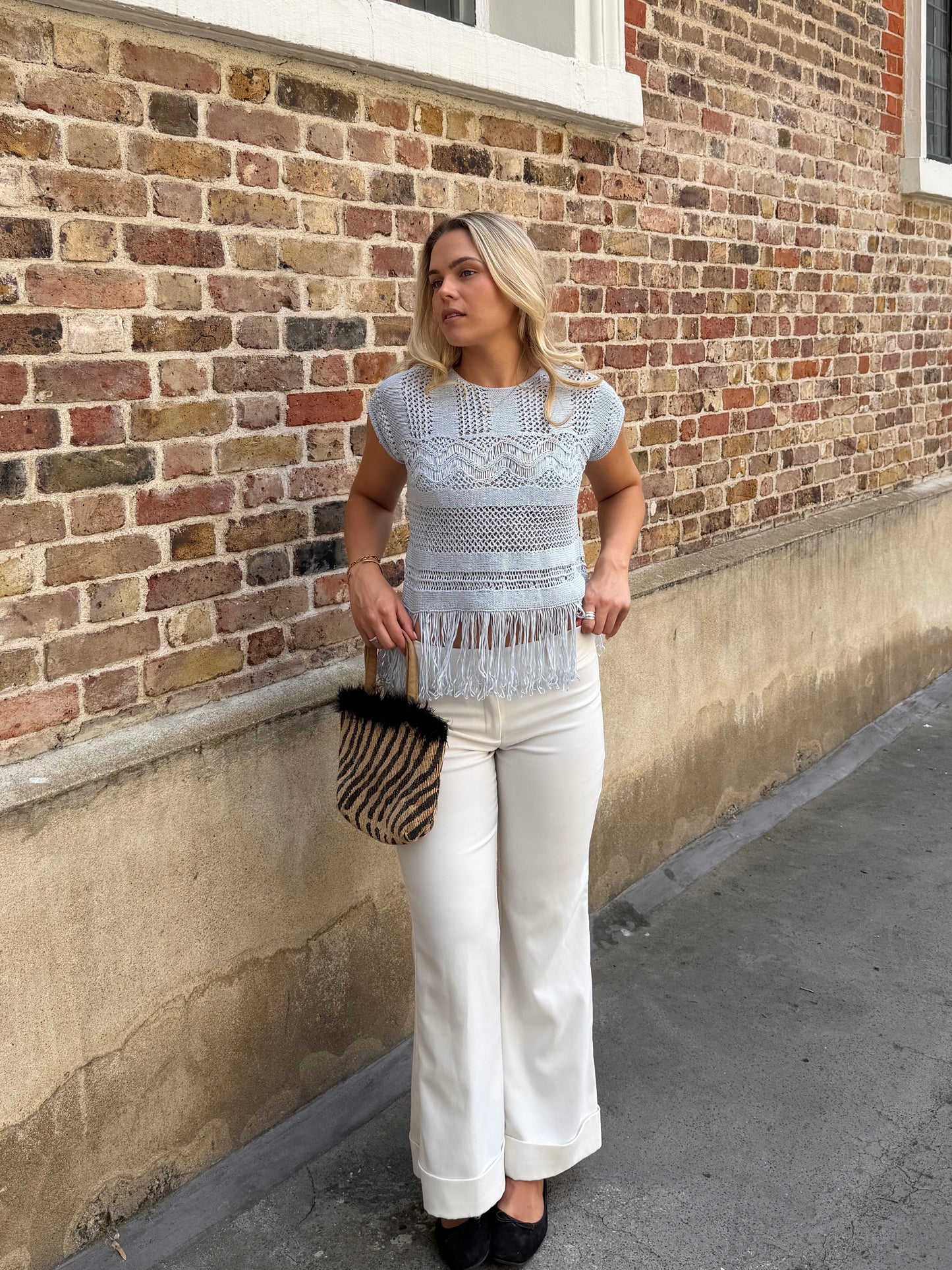 Carrie Fringe Knit Top (S)