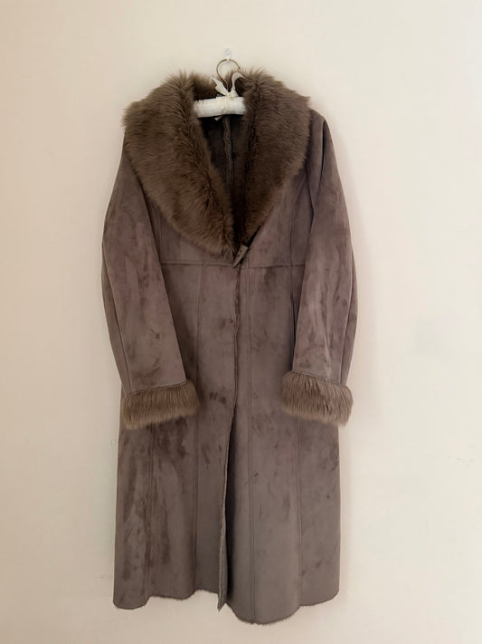 Frosted Taupe Faux Fur Jacket (M)