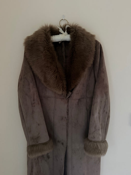 Frosted Taupe Faux Fur Jacket (M)