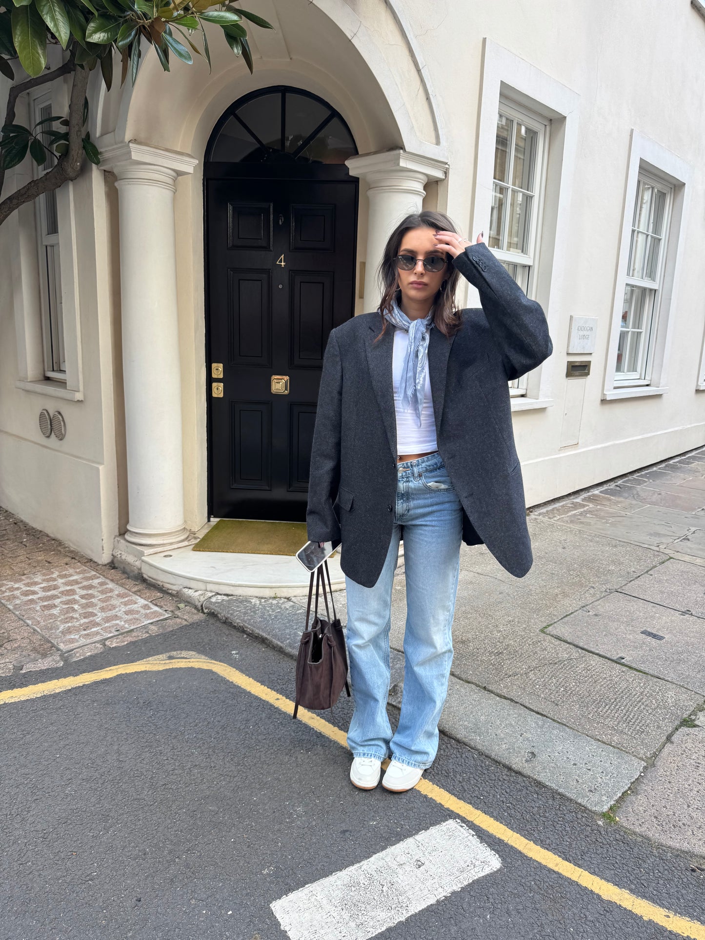 Adriana Oversized Grey Wool Blazer (L)