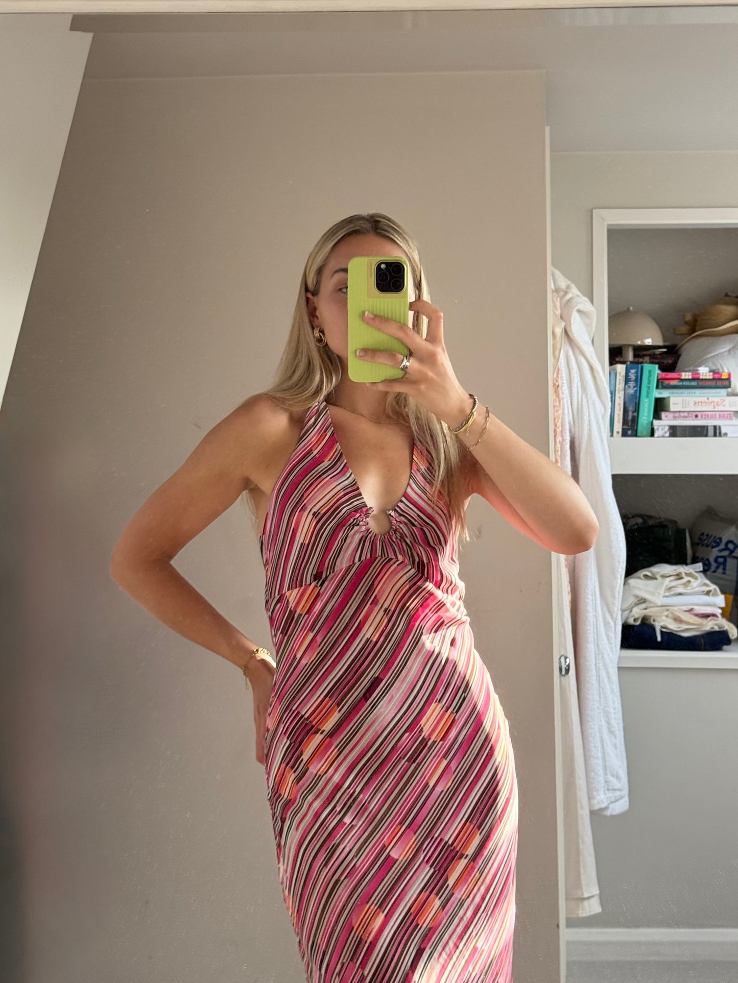 Retro Striped Halter Midi Dress (12)